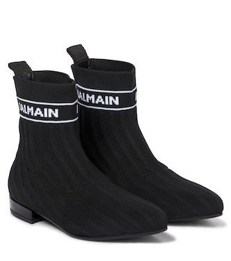 Logo jacquard ankle boots | Balmain Kids