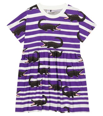 Printed and striped cotton dress | Mini Rodini