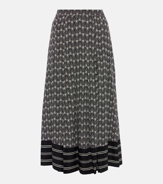 Norris logo silk-blend midi skirt | Veronica Beard