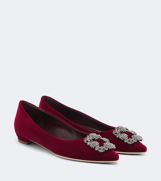 Ballerinas Hangisi aus Samt mit Kristallen | Manolo Blahnik