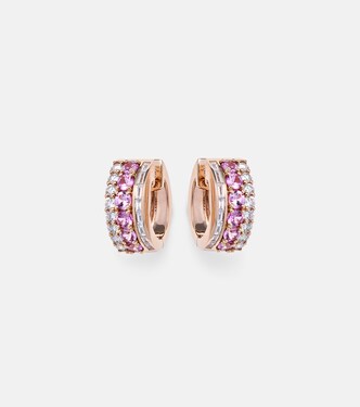 Boucles d'oreilles Lola en or rose 18 ct, diamants et saphirs | Anita Ko