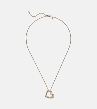 Fluted Heart 14kt gold pendant necklace with diamonds | Sydney Evan