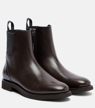 Ankle Boots Chelsea Monili aus Leder | Brunello Cucinelli