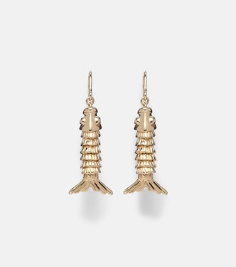 Boucles d'oreilles Moving Fish en or 14 ct et diamants | Sydney Evan
