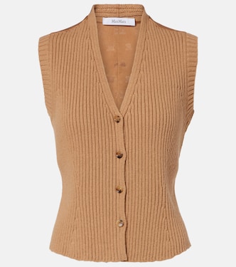 Madre paneled wool-blend and satin vest | Max Mara