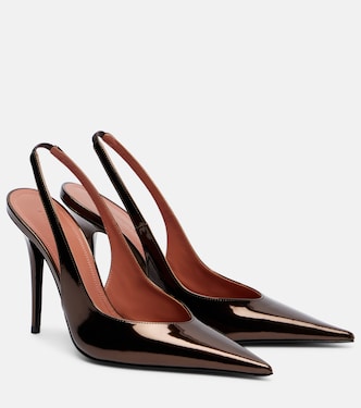Anok 105 mirrored leather slingback pumps | Amina Muaddi
