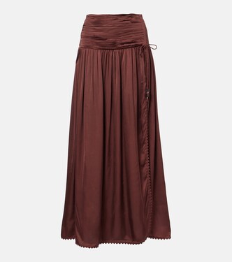 Carla pleated satin maxi skirt | Poupette St Barth