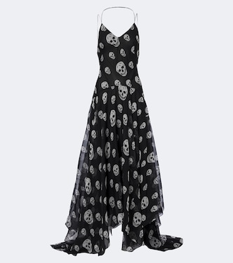 Skull silk chiffon maxi dress | McQueen