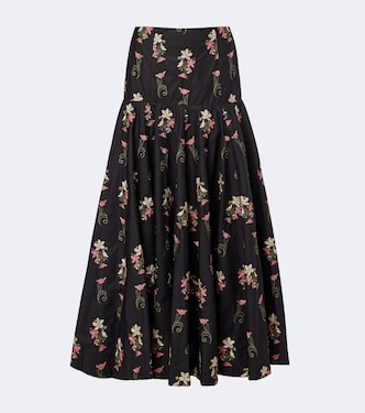 Nacar embroidered cotton poplin maxi skirt | Agua by Agua Bendita