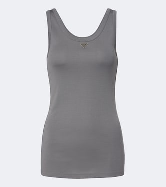 Ribbed-knit cotton tank top | Prada