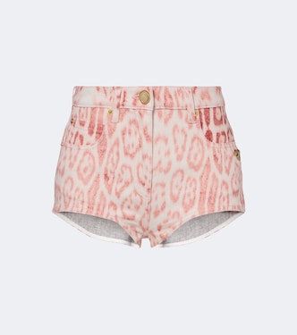 Short en denim à imprimé léopard | Roberto Cavalli