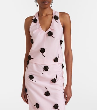 Floral-appliqué top in pink - Shushu Tong | Mytheresa