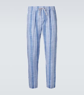 Striped linen straight pants | Fedeli