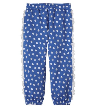 Crochet-trimmed floral cotton sweatpants | Stella McCartney Kids