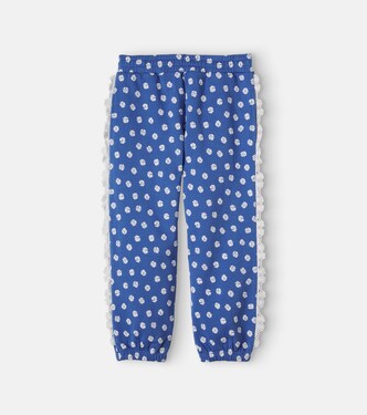 Crochet-trimmed floral cotton sweatpants | Stella McCartney Kids