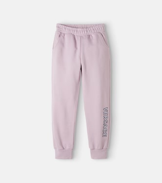 Logo embroidered cotton jersey sweatpants | Versace Kids