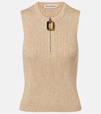 Ribbed-knit cotton-blend tank top | JW Anderson