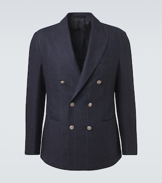 Blazer rayé en laine, coton et cachemire | Eleventy