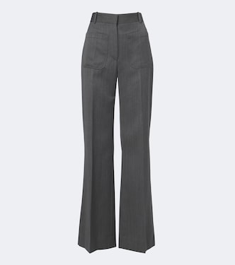 Alina herringbone virgin wool wide-leg pants | Victoria Beckham