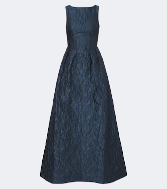 Abito lungo Cascades in jacquard cloqué | Rebecca Vallance