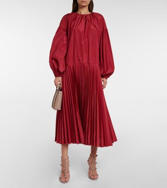 pleated taffeta midi dress Layered pleated taffeta midi dress