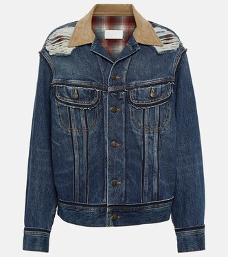 x Pendleton distressed denim jacket | Maison Margiela