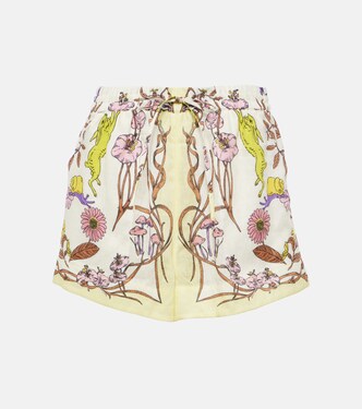 Floral high-rise linen shorts | Tory Burch