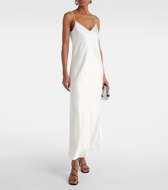 galvan satin midi slip dress Satin slip dress in white - Galvan