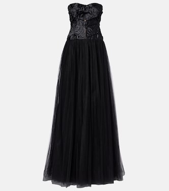 Robe bustier longue en tulle | Costarellos