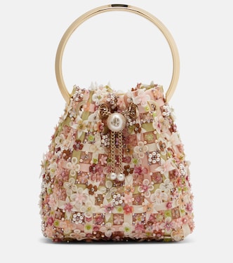 Bon Bon floral embellished bucket bag | Jimmy Choo
