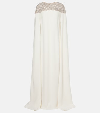 Caped embellished silk-blend gown | Oscar de la Renta