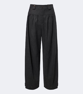 Wool and cashmere flannel barrel-leg pants | Chloé