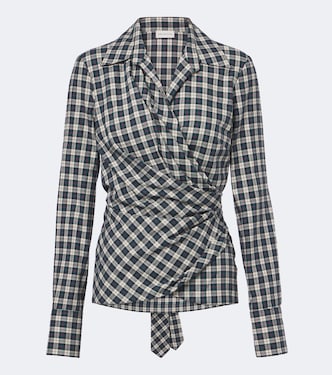 Draped plaid cotton flannel shirt | Dries Van Noten