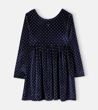 Ditzy bow-detail polka-dot velvet dress | Konges Sløjd