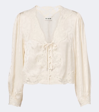 Tove embroidered floral satin blouse | Rixo