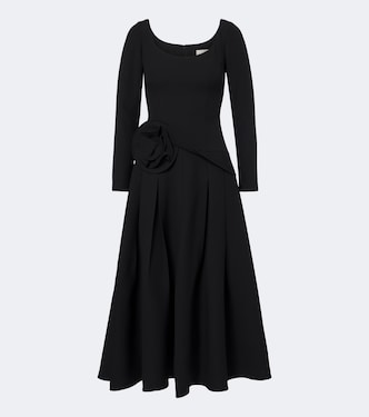 Floral-appliqué wool and silk midi dress | Roland Mouret