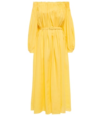 Robe longue Martha en lin à encolure bardot | Gabriela Hearst