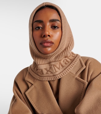 Max Mara　GONG　ウール バラク ラバ　ロゴ Gong logo wool ski mask in brown - Max Mara | Mytheresa