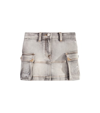Mini Gonna embellished denim cargo skirt | Monnalisa