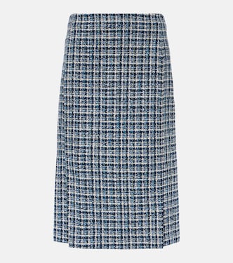 High-rise cotton-blend tweed midi skirt | Etro