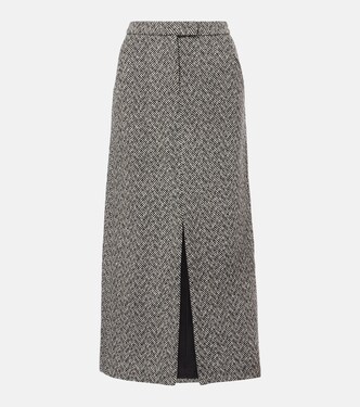 Herringbone high-rise midi skirt | Self-Portrait