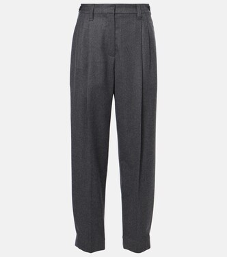 Pantalones rectos Baggy Sartorial de lana de tiro alto | Brunello Cucinelli