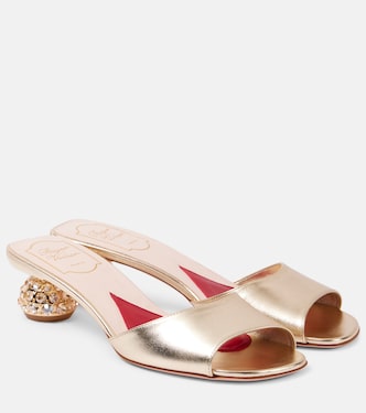 Embellished metallic leather mules | Roger Vivier