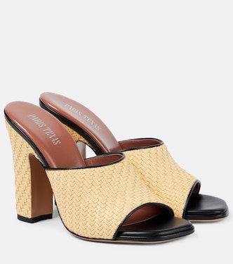 Ava 100 raffia and leather mules | Paris Texas