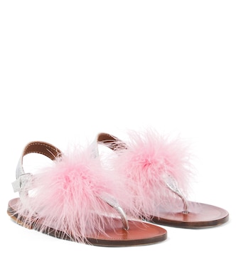 Sandalen Piu aus Metallic-Leder mit Federn | PèPè