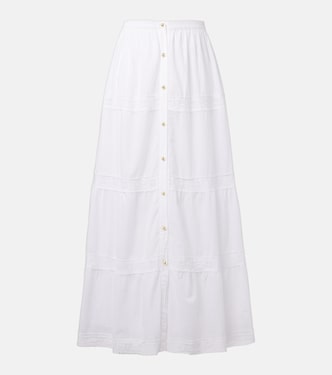 Cate lace-trimmed cotton maxi skirt  | Melissa Odabash