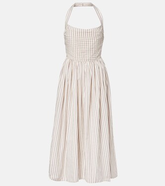 Halterneck striped cotton midi dress | Markarian