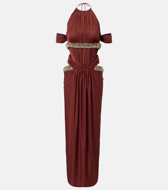 Crystal-embellished cutout halterneck gown | The New Arrivals Ilkyaz Ozel