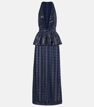 Sequined peplum maxi dress | Adriana Degreas