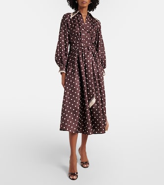 Polka-dot belted silk shirt dress in brown - Zimmermann | Mytheresa